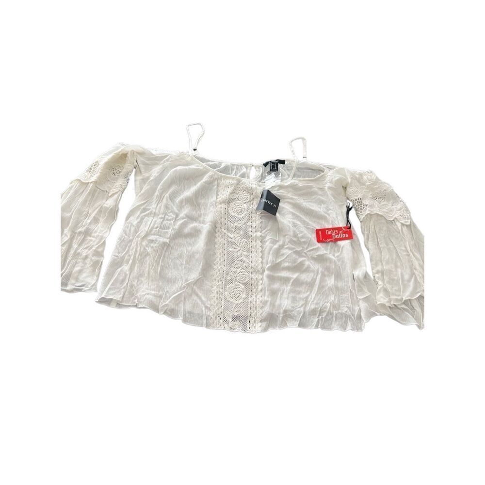 NWT Forever 21 Long Sleeve Off Shoulder Cami Top Blouse Shirt White Small